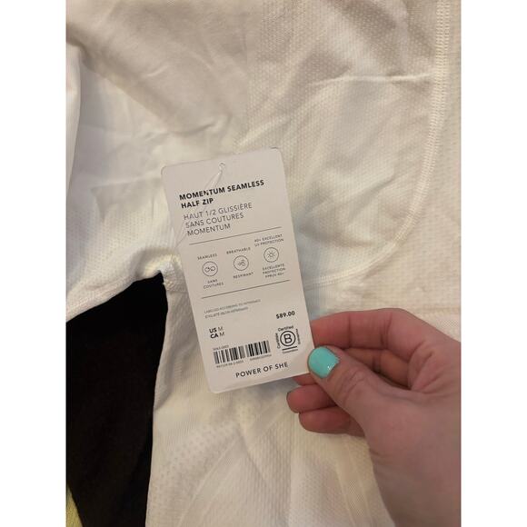 Athleta Momentum Seamless Half Zip Pullover White Medium UPF 40+ Gym Yoga - Picture 6 of 8